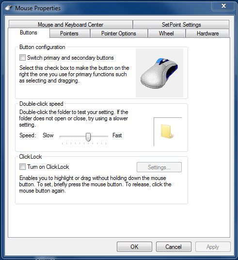 Mouse Settings Buttons
