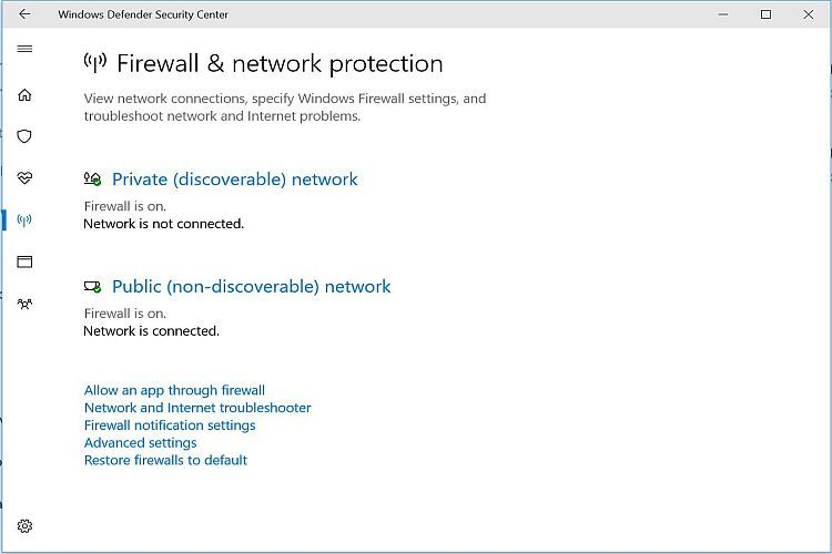 Windows Defender Firewall Enabled